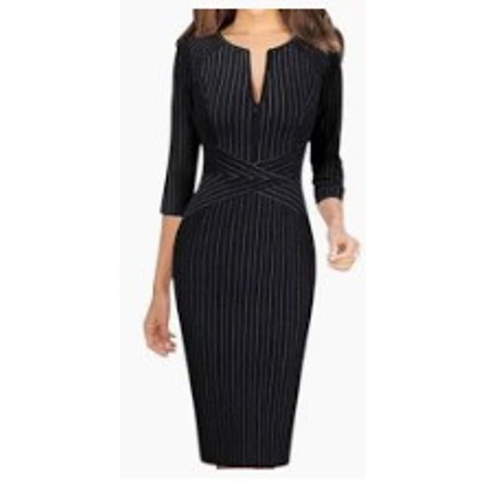 VFSHOW Womens Slim Zipper Up Work dress size med